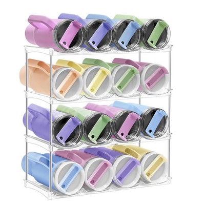 Water Bottle Organizer - Stackable Water Bottle Holder for Cabinet, Large Com...