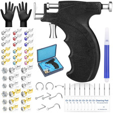 Professional Ear Piercing Gun Kit with Studs, Crystal Earrings, Nose Rings