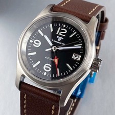 20ATM 36mm Tandorio Black Dial GMT NH34A Automatic Mens Watch Sapphire glass