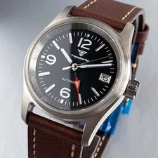 20ATM 36mm Tandorio Black Dial GMT NH34A Automatic Mens Watch Sapphire glass