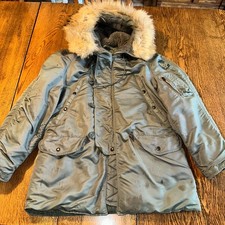 Vtg USAF Air Force N-3B Parka Jacket 1960 Coyote Fur Hood Small Coat N3B