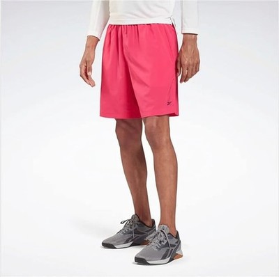 Reebok Men's CrossFit Austin Solid Shorts Pink New Medium drawcord elastic waist