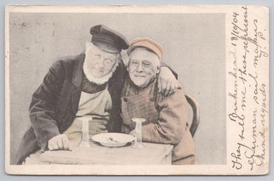Zwei alte Männer Freunde deutsche Segelmacher Vintage Foto Postkarte