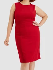 Kasper Women's Red Crewneck Sleeveless Sheath Dress Plus Size 14W