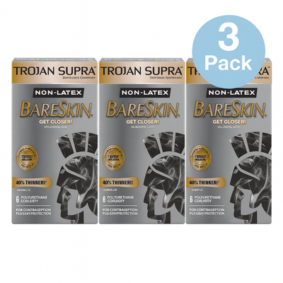 trojan supra bareskin lubricated condoms Trojan Supra BareSkin Non-Latex Condoms 6ct 3 Pack EXP 10/2026 New