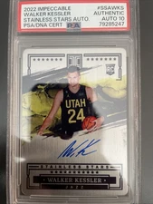2022-23 Panini Impeccable #SSA-WKS Walker Kessler RC Auto Stainless PSA 7 /49