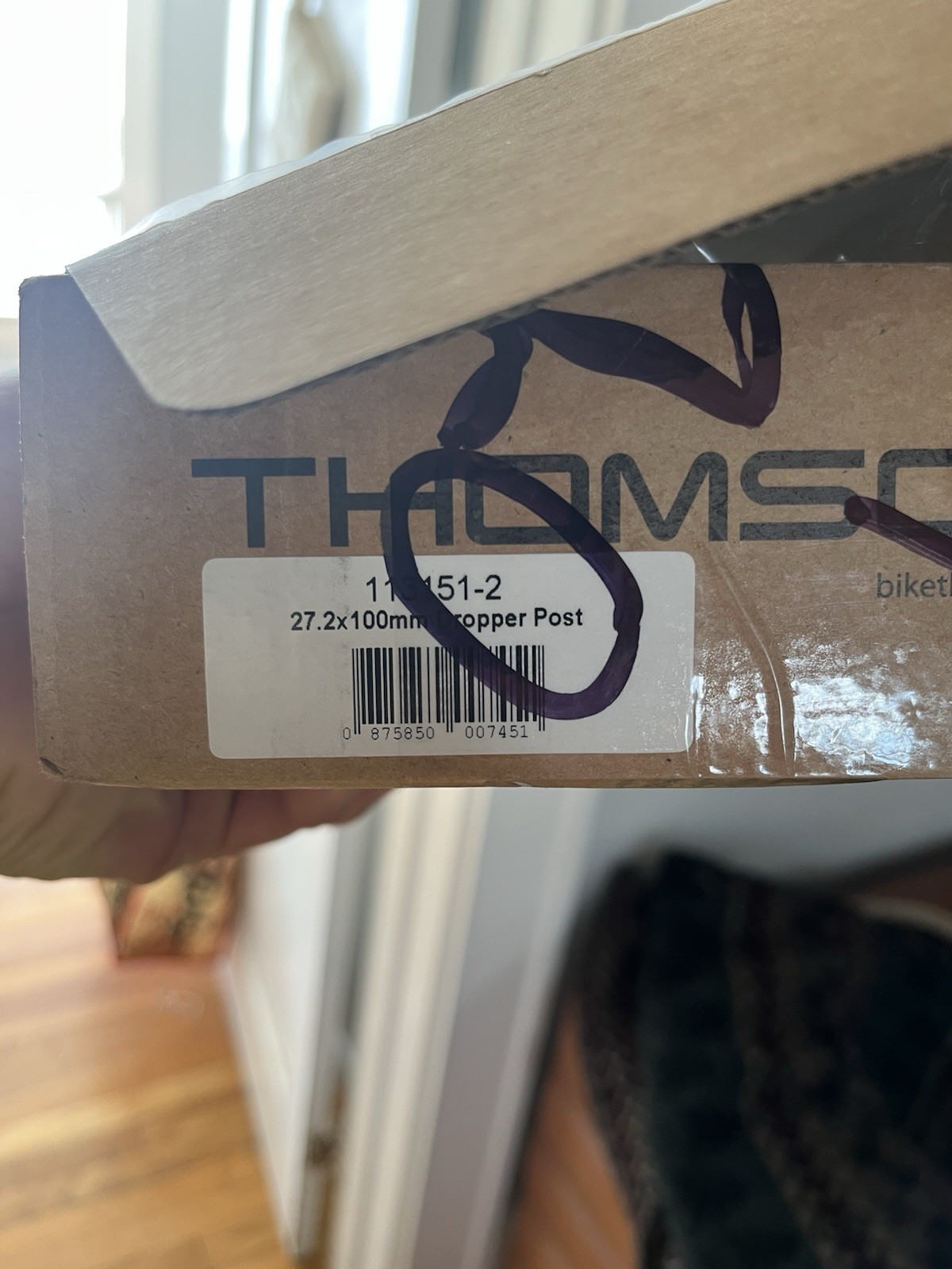 Thomson Covert Black Dropper Seatpost - 27.2, 100mm, Black, Internal