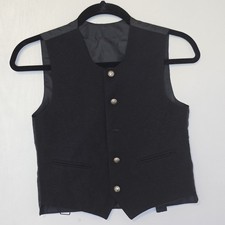 VTG Bergati Italian Vest Youth Sz 12R Black Retro Western Victorian READ