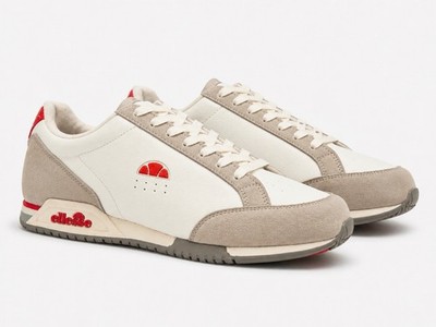 Size 9 Ellesse Tanker Lo Sneakers White Grey Red Free Shipping!