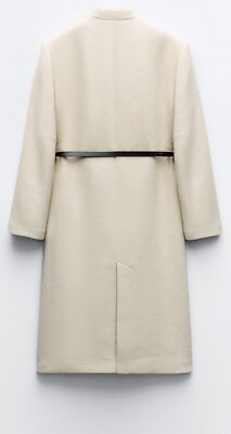 ZARA ザラ WOOL COAT WITH BELT ブラウン Lサイズ ZARA NEW WOMEN BELTED WOOL BLEND COAT TAUPE BROWN Sz M 3057