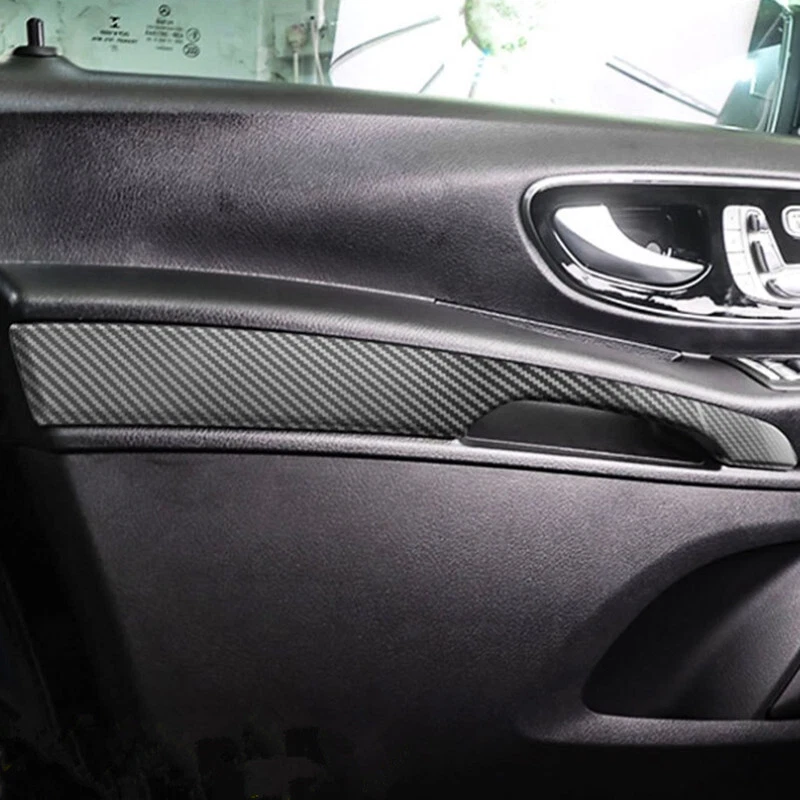 Reposabrazos de puerta interior de grano de madera 2 piezas moldura a rayas para Mercedes-Benz VITO 2017-2025 Foto 3 de 4