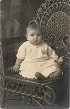 Baby Real Photo Postcard RPPC Sitting Studio Posed Early 1920s Vintage
