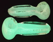 2 PACK 3” GLOW IN DARK Tobacco Smoking THICK HEAVY Glass Hand Pipe Bowl+ SCREENS