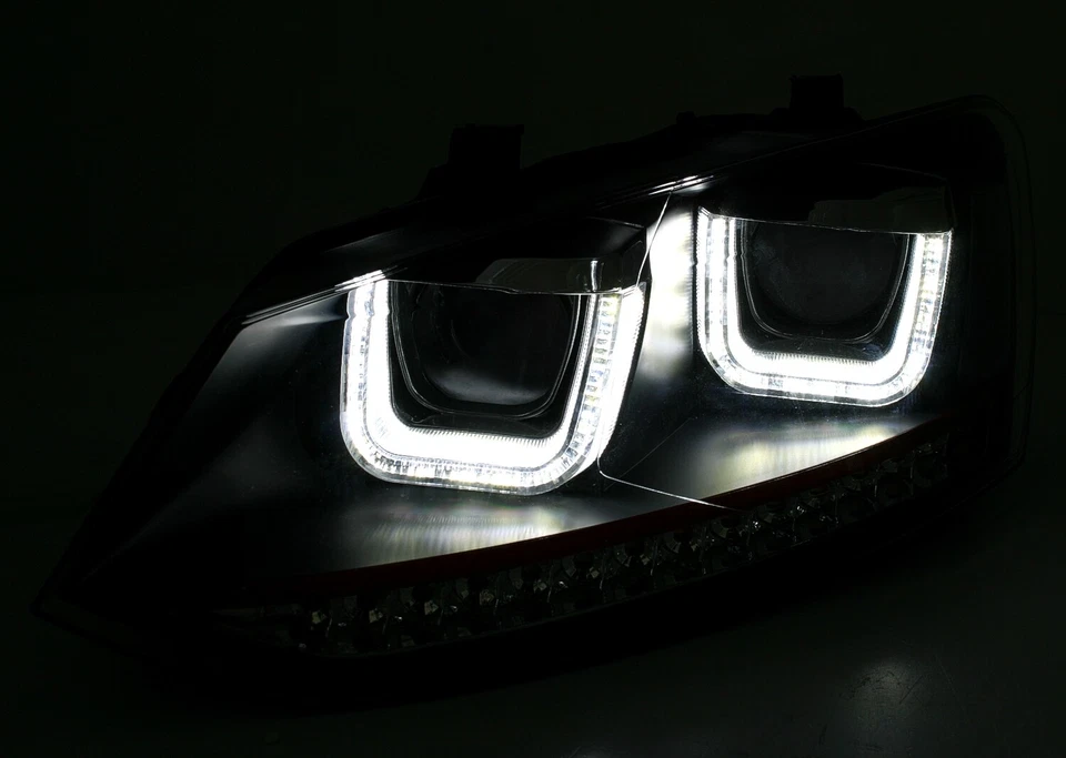 Scheinwerfer Set für VW Polo 6R / 6C mit roter Leiste U- Tube LED - Bild 2 von 4