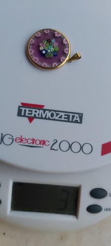 CIONDOLO IN ORO 18 KT 750 VETRO MURANO MURRINA VENEZIANA misura 3 cm peso 3 gr - Foto 11 di 11