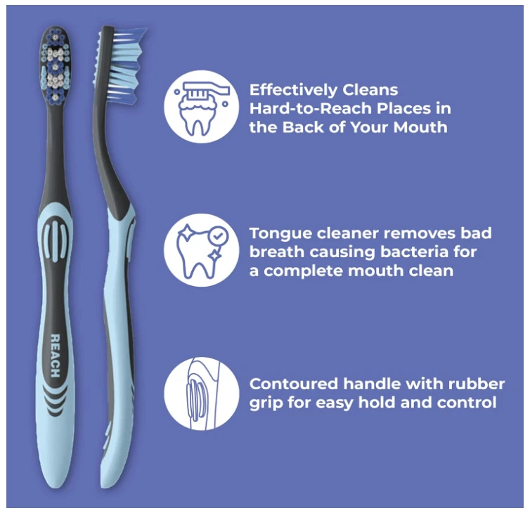 Cepillo de dientes Reach Essentials con tapas, 6 unidades Foto 2 de 4