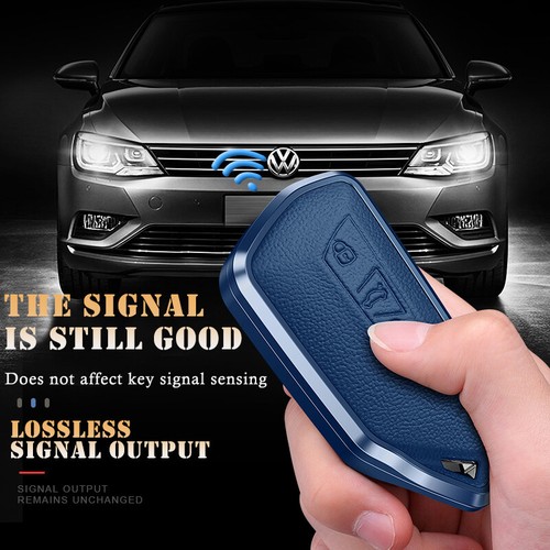Leather Aluminium Car Key Fob Case Cover Holder For VW Golf MK8 8 ...