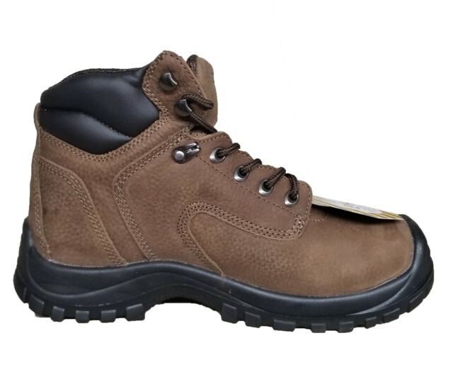 ZANCO MEN'S WATER RESISTANT BROWN LEATHER STEEL TOE SAFETY BOOTS # 7668 ...