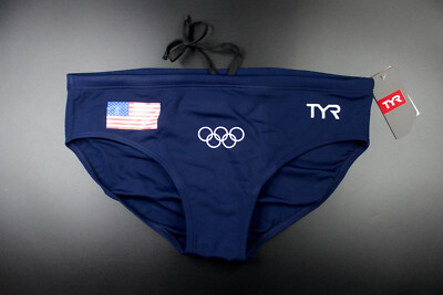 H.E.Arts USA flag custom print Men TYR navy blue Water Polo Swim Brief size 38