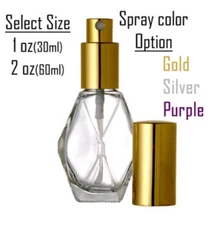 Refillable Perfume Spray Glass Atomizer Empty Bottle Diamond Shape 1oz ,2oz .