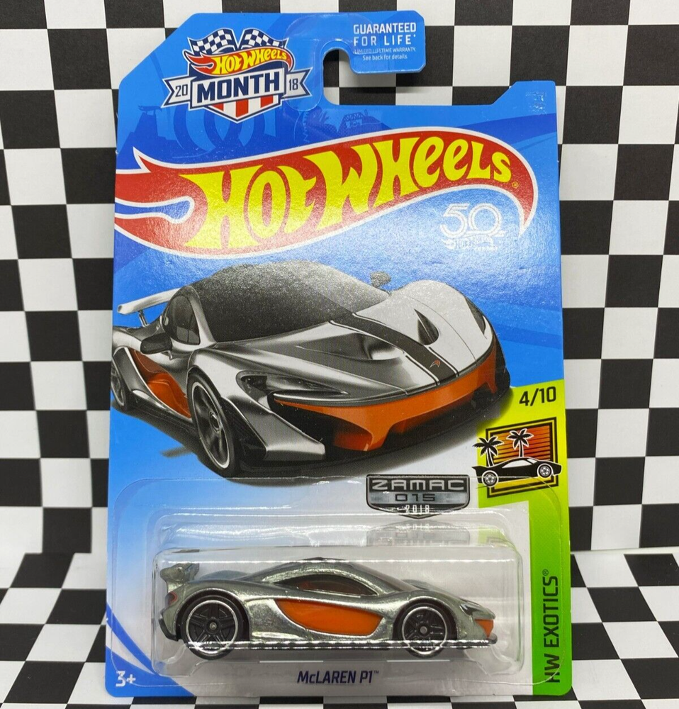 *ZAMAC* Hot Wheels 2018 Mainline HW Exotics Silver McLaren P1 #15 1/64