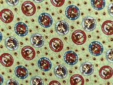 Cotton Quilt Fabric Happy Fields Cow Green by 1/2 Yard