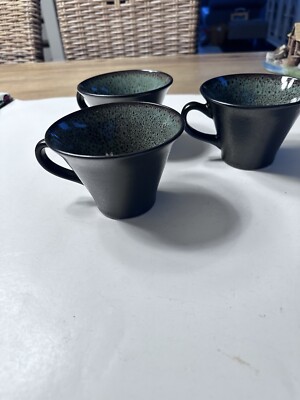 Gibson Gabbay Fusion Wasabi Mugs Set Of 3 Green Speckled Center, Brown outside