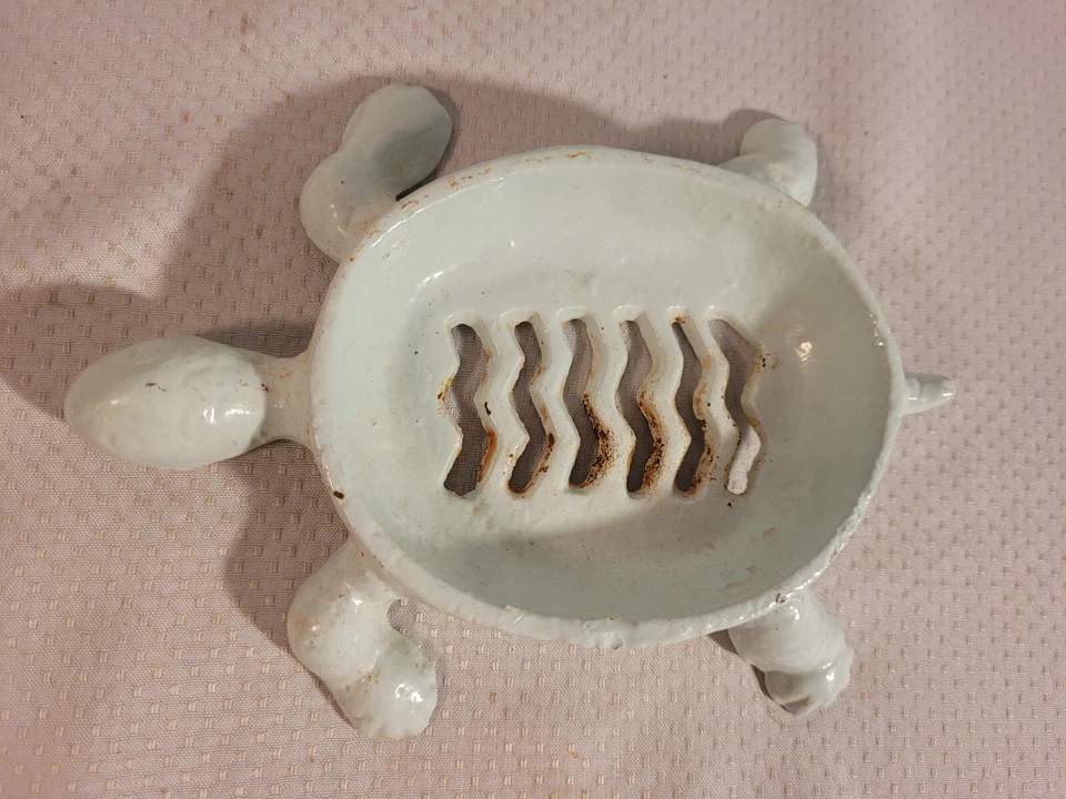 Jabonera tortuga de hierro fundido esmalte verde vintage Foto 2 de 4