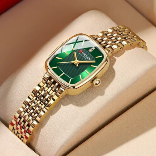 CURREN Women Rectangle Watch Fashion Stainless Steel Quartz Female Girls Watches - Picture 13 of 29
