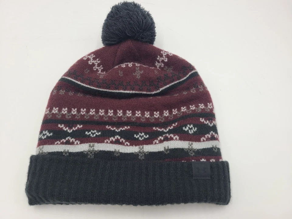 Under Armour Gorro Invierno Tejido Sombrero Medias Gorra Nieve Esquí Hombres Mujeres Granate Negro Foto 2 de 4