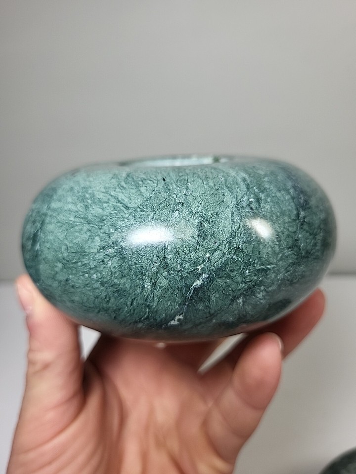 Round Green Marble Stone Tea Light Candle Holder Vintage Mcm Postmodern round-green-marble-stone-tea-light-candle-holder-vintage-mcm-postmodern