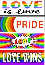 Juego de 4 pegatinas magnéticas para parachoques imanes ORGULLO GAY LGBT LOVE WINS