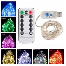 USB 2M Powered LED Copper Wire String Fairy Lights Xmas Party Remote Control Fun