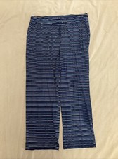 Life Is Good Sleep Pajama Pants Large Womens Navy blue Stripe Flaw