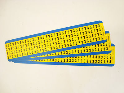 PANDUIT PCL025-3 Wire Marker Vinyl Cloth, BLACK ON YELLOW, ''3'' (lot of 3 sheets)