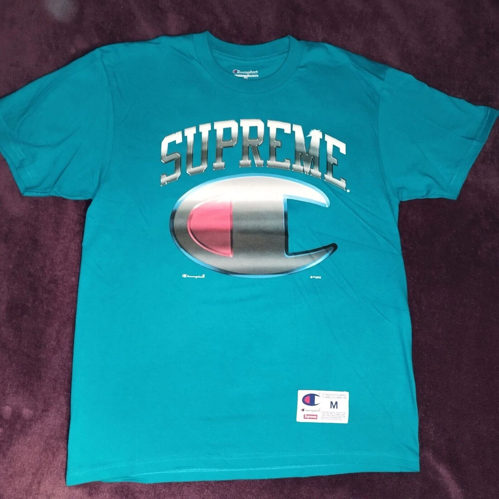 T shirt chrome Supreme Champion sarcelle foncée taille moyenne
