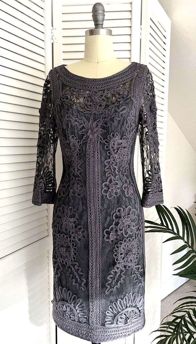 slim fit dress slacks Sue Wong Soutache Embroidered Gown Sleeveless Dress