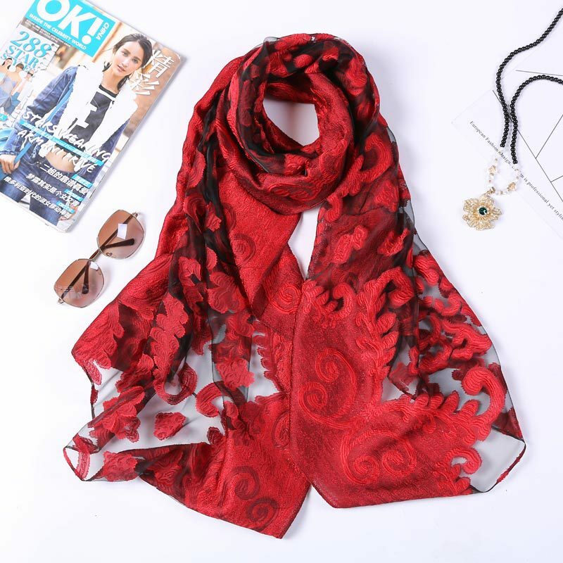 New 180*70cm Organza Silk Scarf Women Luxury Shawl Women Spring