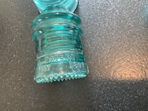 3 Vintage Teal Blue Glass Insulators - Picture 3 of 4