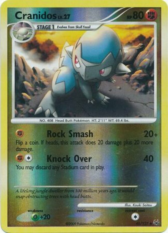 cranidos pokemon card value Pokemon - Cranidos - 46/127 - Uncommon - Reverse Holo - Platinum - NM