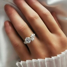2.00Ct Round Cut Simulated Diamond Women's Engagement Ring 14k White Gold Plated