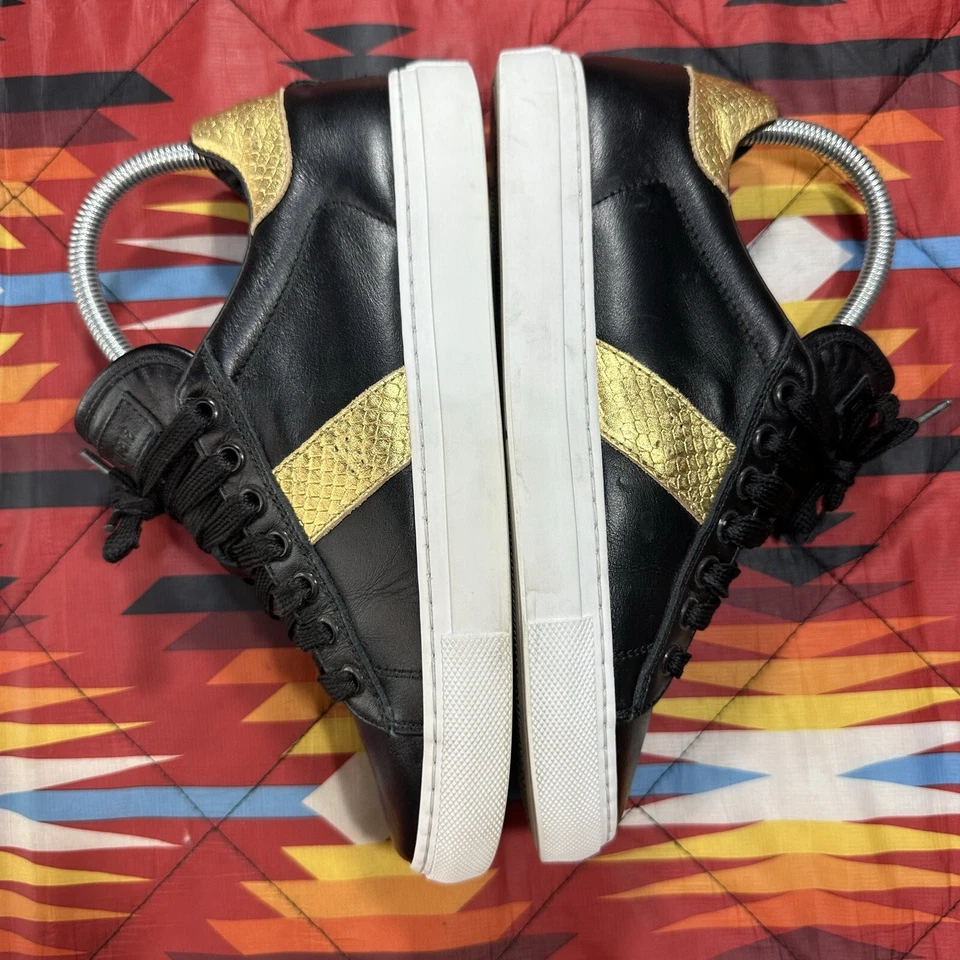 Roberto Cavalli Black Gold Sneakers Shoes Womens Size 5.5 US 36 EU Made In Italy - Image 2 of 4
