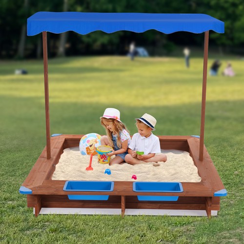 Sandkasten aus Massivholz Sandkiste mit Plane Sandbox Kinder-Sandkasten Outdoor