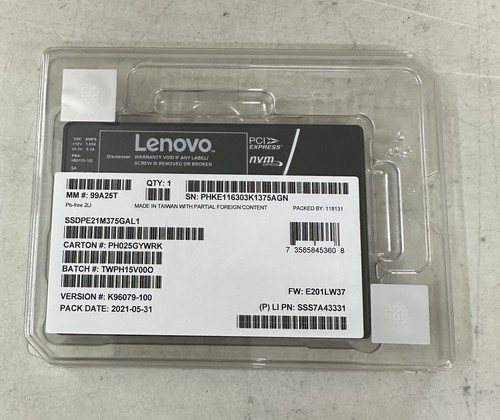 Intel 375GB SSD U.2 P4800x SERIES Optane NVME/PCIE SSDPE21M375GAL DELL EMC new - Picture 2 of 3