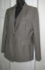 Calvin Klein Blazer 1-Toggle-Button Sporty Career Semi-fitted Olive/Gray Women 8