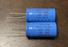 2 pcs TECH-CAP 330uF 160V Aluminum Electrolytic Cap +85C MADE IN USA Audio Tube