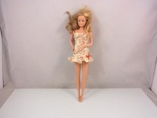 Barbie Doll Mattel 1966 Dress Short Mini Beige Red Flower Outfit Rare Vintage