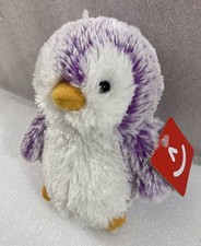 Aurora Pom Pom Penguin purple white 6" soft plush w/Tag NWT