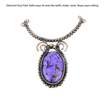 Copper Copper Russian Charoite Stone Chain New Wire Wrapped Anniversary Necklace