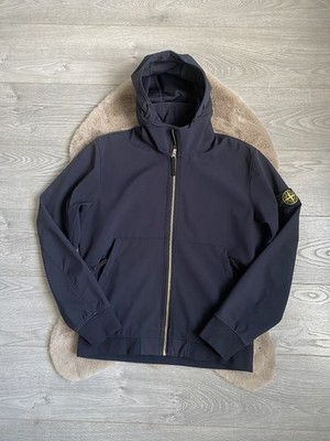 Stone Island Light Soft Shell-R Hooded Jacket Navy Blue Size M Medium